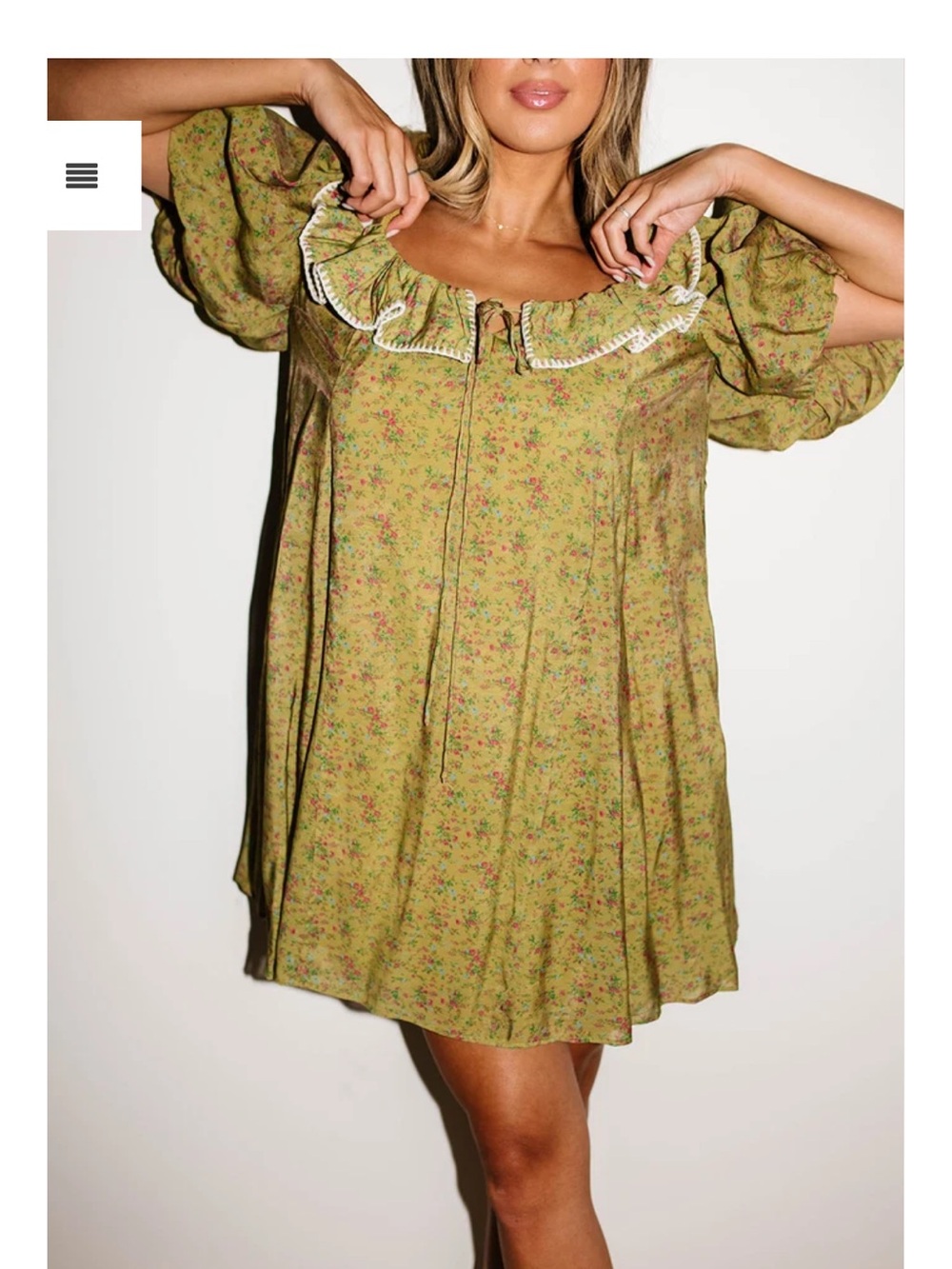 ZOCO MINI GOOD LUCK PUFF SLEEVE DRESS // GREEN FLORAL